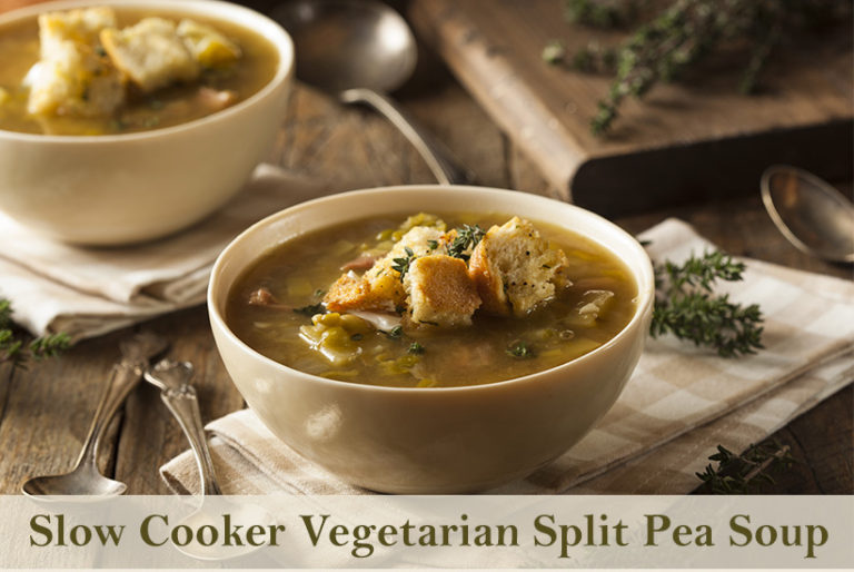 Homeade split pea soup in a bowl